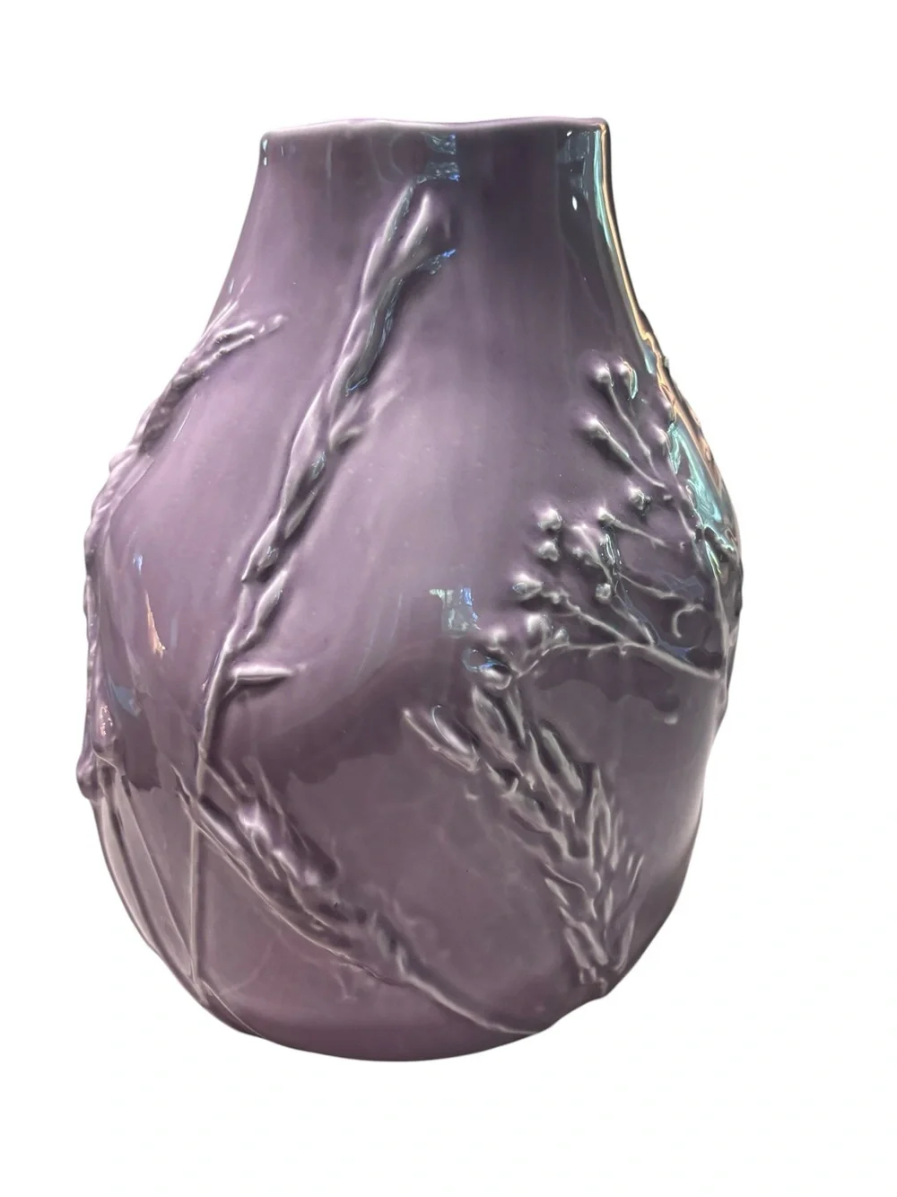Anthropologie large rare & retired Lavender botanical Textured ceramic Vase